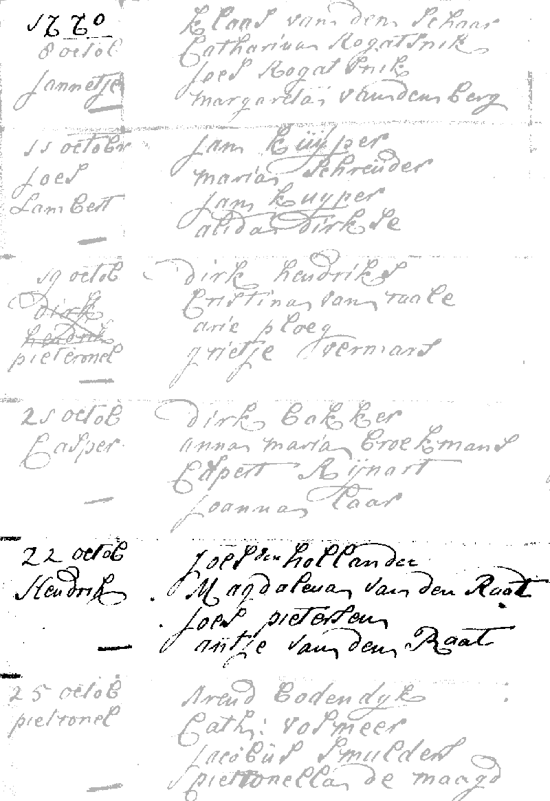 17701022 dp akte RK-Posthoorn-A'dam Hendirk zv Joes d Hollander - Magdalena vd Raat